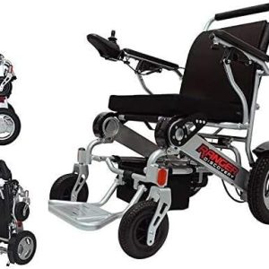 Porto Mobility Ranger XL Wide Seat Lightweight Foldable Electric Wheelchair, 50 lbs, Powerful Motors, All-Terrain