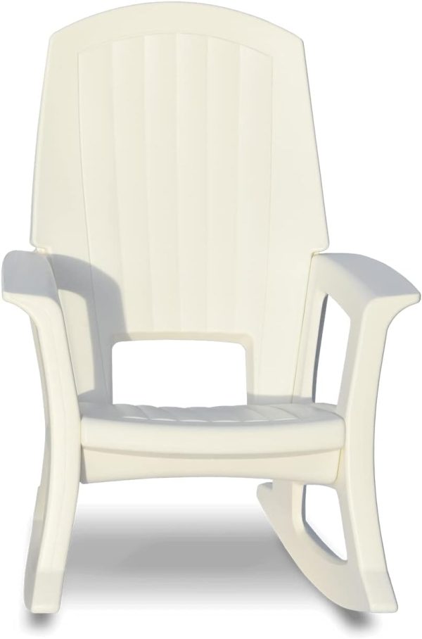 Rockaway Heavy Duty Resin Rocking Chair, Low Maintenance, All-Weather, Easy Assembly, 600lbs Capacity, White