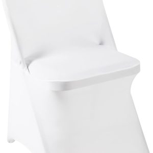 100 White Spandex Folding Chair Covers for Weddings and Events
