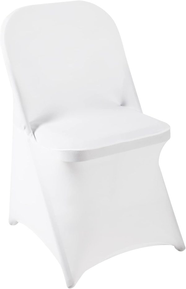 100 White Spandex Folding Chair Covers for Weddings and Events