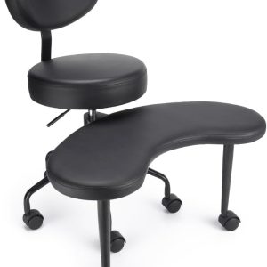 Meditation Office Chair with Wheels, Lumbar Support, and Adjustable Design for ADHD and Fidgety Sitters, Black