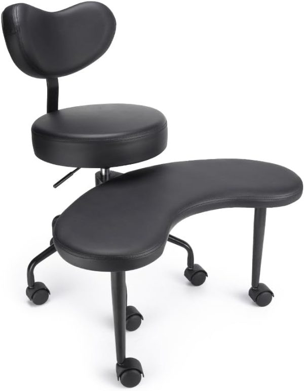 Meditation Office Chair with Wheels, Lumbar Support, and Adjustable Design for ADHD and Fidgety Sitters, Black