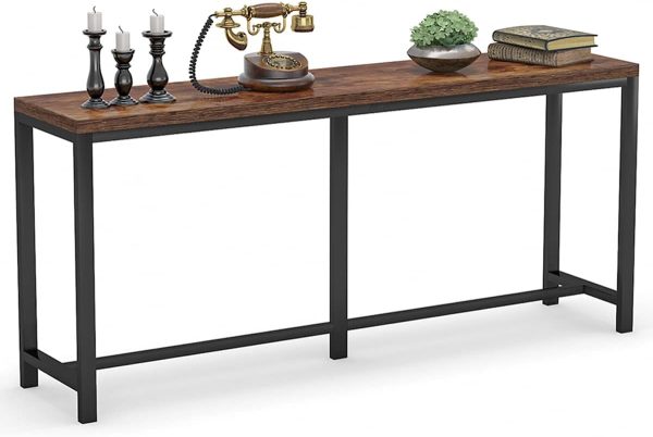 Tribesigns 70.9" Long Console Table, Easy Assembly, Rustic Brown Sofa Table for Small Living Spaces