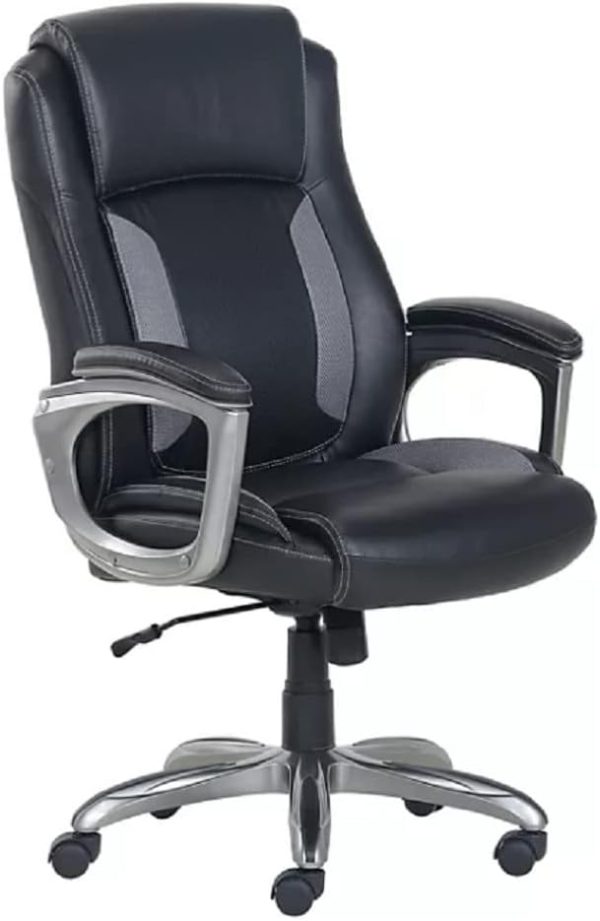 Serta Manager's Chair, Black Bonded Leather, Memory Foam, 275lb Capacity