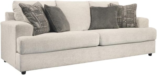 Ashley Soletren Modern Chenille Sofa with 4 Pillows, Off-White