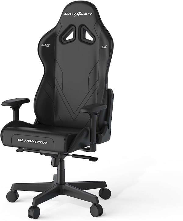 DXRacer Gaming Chair with 4D Armrests, PVC Leather, Ergonomic Support, Black