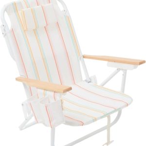 Sunnylife Rio Sun Backpack Beach Chair with Reclining Positions, Cooler Pocket, and Adjustable Straps