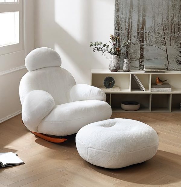 Caterpillar Lazy Sofa Chair for Sleeping, Single, White, Encircling Style