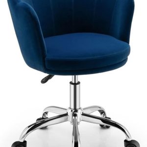 Velvet Swivel Office Chair, Adjustable, Pink/Blue