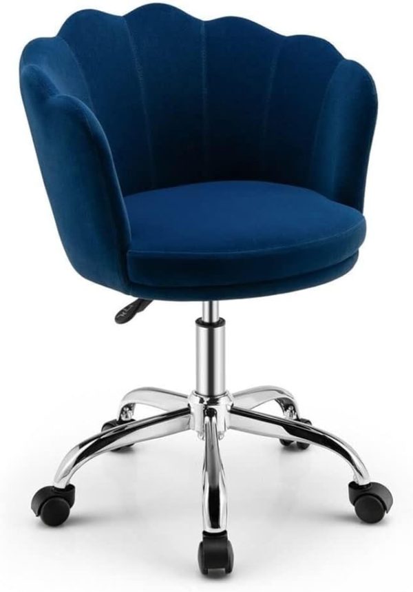 Velvet Swivel Office Chair, Adjustable, Pink/Blue