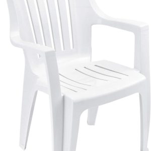 White Resin Outdoor Stacking Chairs, Set of 4