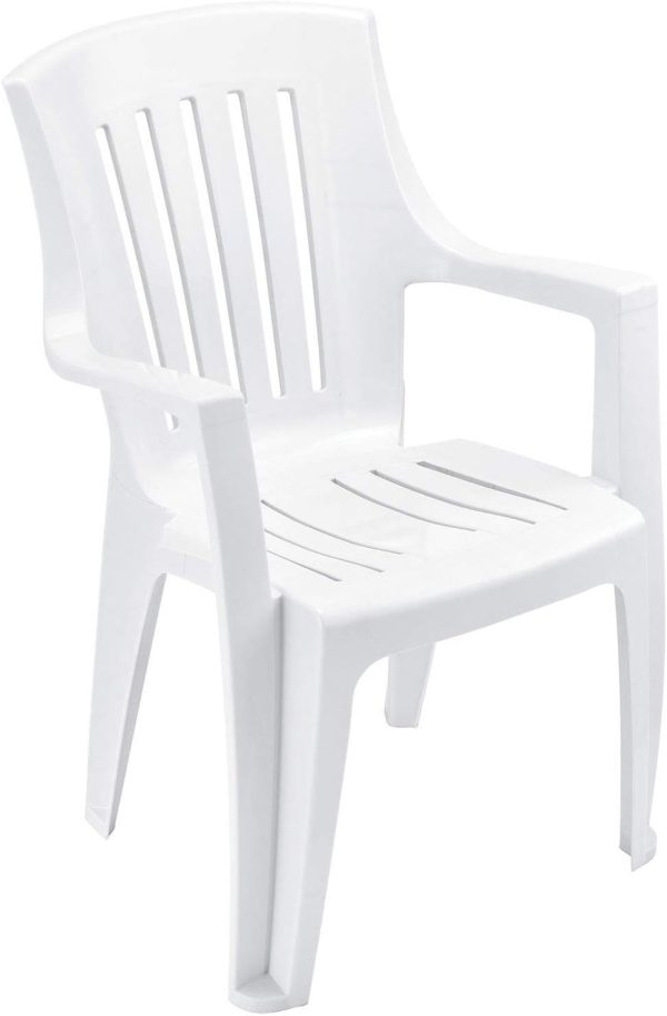 White Resin Outdoor Stacking Chairs, Set of 4