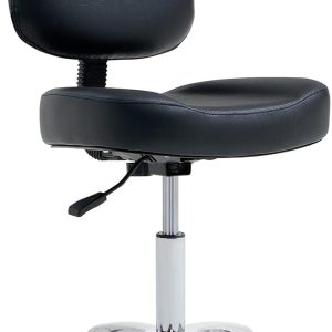 Black Ergonomic Rolling Stool for Esthetician, Makeup, or Office Use
