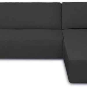 PureFit Super Stretch Sectional Couch Covers - 2-Piece Spandex, Non-Slip, Elastic Bottom for L-Shape Sofa, Kid & Pet Friendly (3-Seat Sofa + 3-Seat Chaise, Dark Gray)