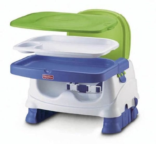 Fisher-Price Healthy Care Deluxe Booster Seat, Blue, Adjustable, Dishwasher-Safe Tray