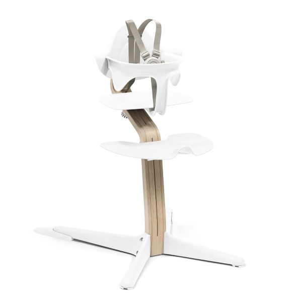 Stokke Nomi High Chair, White/Natural - Active Sitting, Tool-Free Adjustment, Baby Set for 6-24 Months