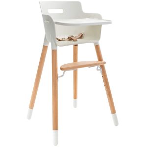 WeeSprout 3-in-1 Wooden High Chair for Babies & Toddlers with Adjustable Features and Modern White Design