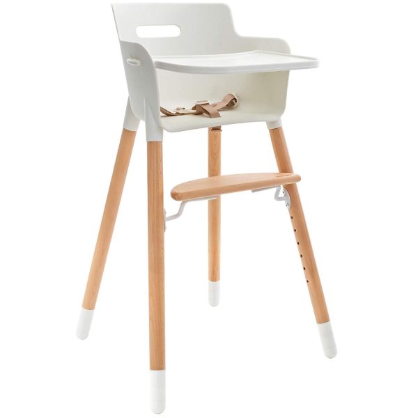 WeeSprout 3-in-1 Wooden High Chair for Babies & Toddlers with Adjustable Features and Modern White Design