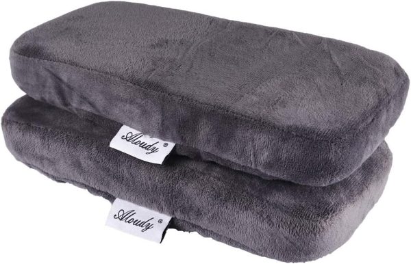 Aloudy Ergonomic Memory Foam Armrest Pads for Office and Gaming Chairs, Set of 2, Gray