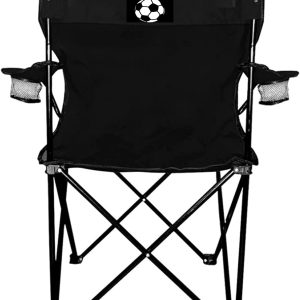 VictoryStore Soccer Mom Folding Camping Chair – Black Outdoor Chair with Carry Bag