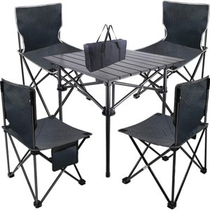 Portable Aluminum Camping Table and Chair Set with Storage Bag, 51x51x53cm