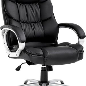 BestOffice Ergonomic Office Chair with Lumbar Support, Arms, Headrest, PU Leather, Black