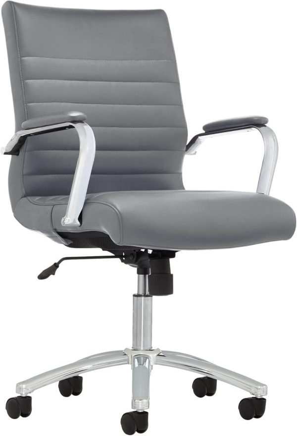 Winsley Gray Bonded Leather Mid-Back Chair