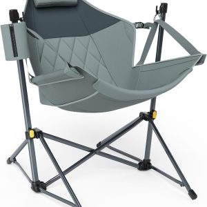 Timber Ridge Folding Hammock Chair with Adjustable Backrest, 300lb Capacity, Portable for Camping and Patio, Grey