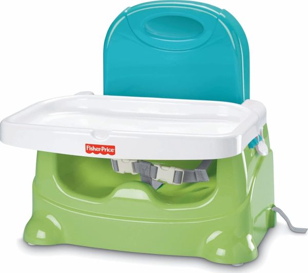 Fisher-Price Healthy Care Toddler Booster Seat, Green, Adjustable, Dishwasher-Safe Tray