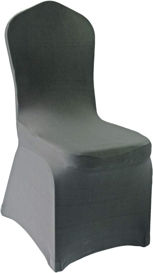 WELMATCH Silver Gray Stretch Chair Covers, 12-Pack for Wedding & Dining