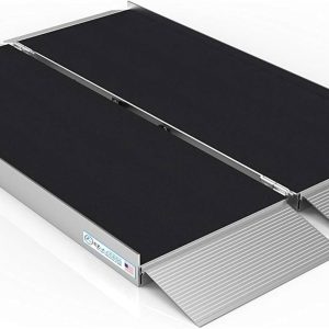 EZ-ACCESS 4ft Portable Folding Ramp – Slip-Resistant Aluminum Wheelchair Ramp with Transition Plates