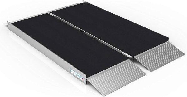 EZ-ACCESS 4ft Portable Folding Ramp – Slip-Resistant Aluminum Wheelchair Ramp with Transition Plates