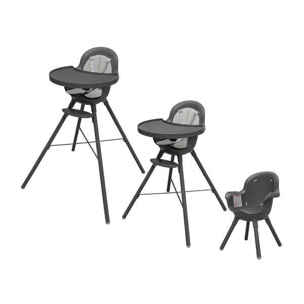 Boon Grub Adjustable High Chair with Dishwasher-Safe Seat, Supports Babies and Toddlers 6 Months to 6 Years, Gray