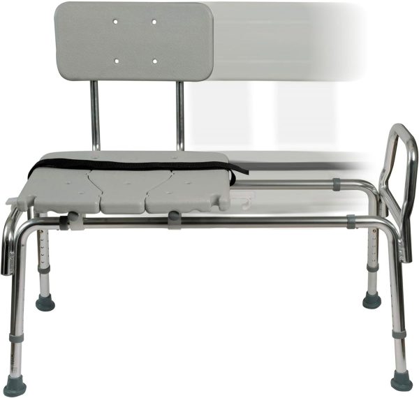 DMI Tub Transfer Bench and Shower Chair, Non-Slip Aluminum, FSA Eligible, Adjustable Height, 400 lbs Capacity