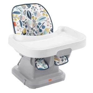 Fisher-Price SpaceSaver High Chair & Booster, Portable with Washable Tray, Pacific Pebble