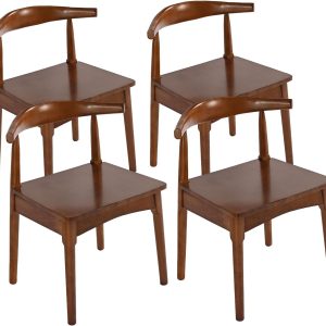 DELAVIN Set of 4 Solid Wood Dining Chairs with Oak Legs, Farmhouse Style, Walnut
