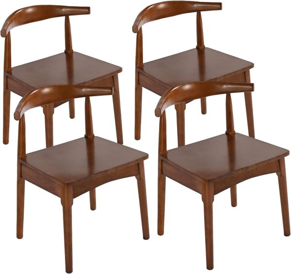 DELAVIN Set of 4 Solid Wood Dining Chairs with Oak Legs, Farmhouse Style, Walnut