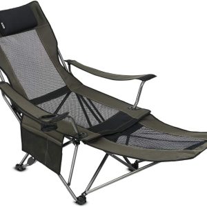 Suntime Portable Mesh Camping Chair with Detachable Footrest