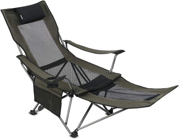 Suntime Portable Mesh Camping Chair with Detachable Footrest