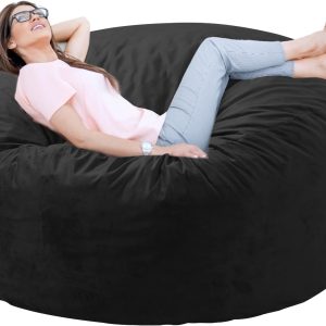 Adult Bean Bag Chair with Memory Foam, Medium 3 ft, Black