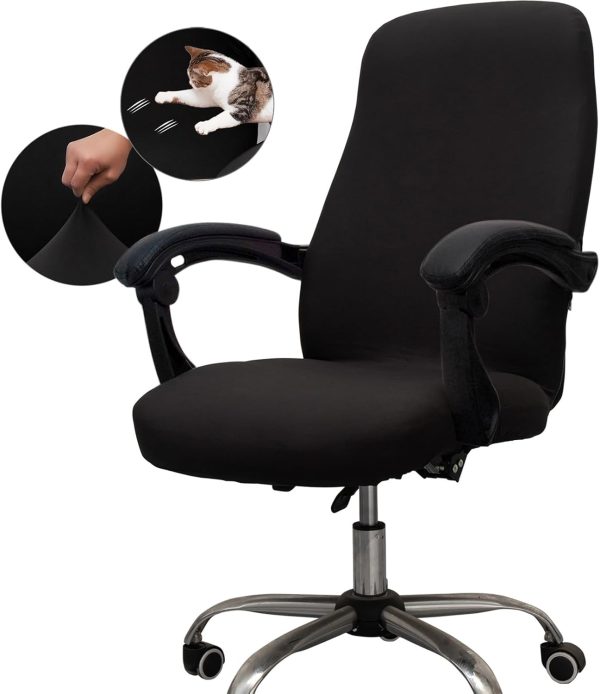 Melaluxe Universal Stretch Office Chair Cover, Large, Black