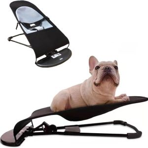 Foldable Pet Rocking Chair for Dogs and Cats up to 30 lbs (Black)