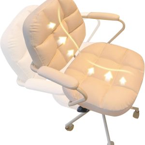 Beige Executive Desk Chair with Tilt, Adjustable Height, Swivel, PU Leather, Steel Base, 330LB Capacity
