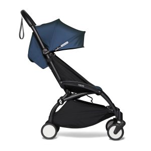 BABYZEN YOYO2 Stroller - Lightweight, Compact, Black Frame, Air France Blue Cushion & Canopy, Supports Up to 48.5 Lbs