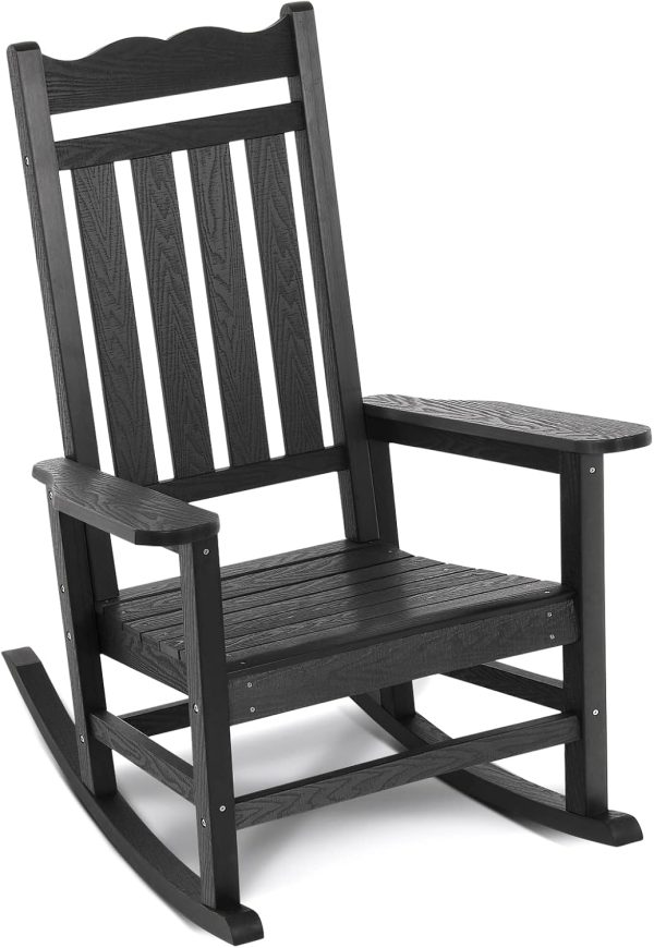 Stoog All-Weather Oversized Rocking Chair, 400 lbs Capacity, Black