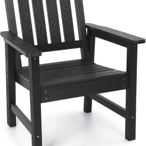 Stoog All-Weather Patio Dining Chair, Curved Backrest, 400 lbs Capacity, Black