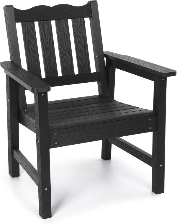 Stoog All-Weather Patio Dining Chair, Curved Backrest, 400 lbs Capacity, Black