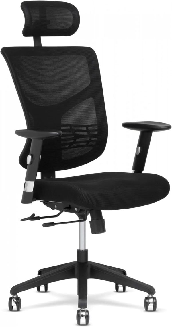 X-Chair X-Project Task Chair, Black Ergonomic Fabric with Headrest - Adjustable, Supportive, Comfortable