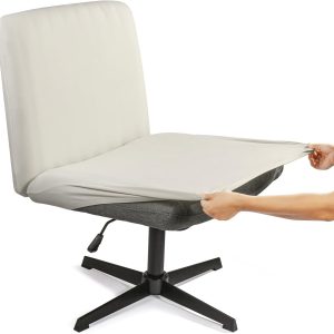 Armless Office Chair Slipcover, Stretch Removable Protector for Mid-Back Swivel Task Chair