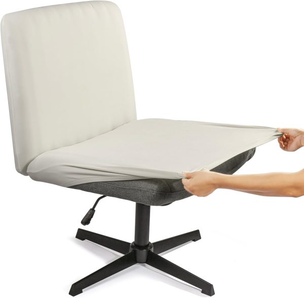 Armless Office Chair Slipcover, Stretch Removable Protector for Mid-Back Swivel Task Chair